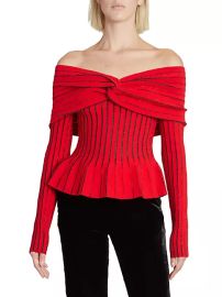 Shop Balmain Knit Off-The-Shoulder Top Saks Fifth Avenue at Saks Fifth Avenue