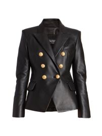 Shop Balmain Leather Double-Breasted Blazer at Saks Fifth Avenue