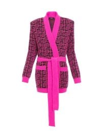 Shop Balmain Long Belted Monogram Mohair Cardigan at Saks Fifth Avenue