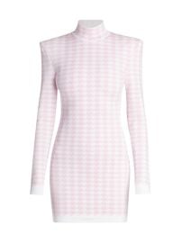 Shop Balmain Long-Sleeve Houndstooth Knit Dress at Saks Fifth Avenue