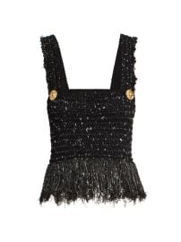 Shop Balmain Sequined Tweed Fringe Top at Saks Fifth Avenue