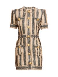 Shop Balmain Striped Button-Embellished Mini-Dress at Saks Fifth Avenue