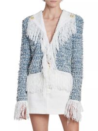 Shop Balmain Tweed Fringe Jacket Saks Fifth Avenue at Saks Fifth Avenue