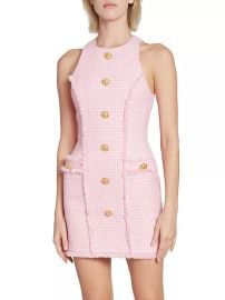 Shop Balmain Tweed Racerback Minidress at Saks Fifth Avenue