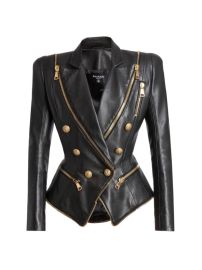 Shop Balmain Zipped Leather Jacket at Saks Fifth Avenue