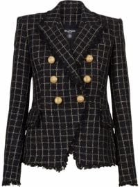 Shop Balmain double-breasted checked tweed jacket with Express Delivery - at Farfetch