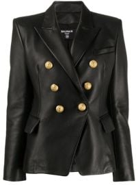 Shop Balmain double-breasted leather blazer with Express Delivery - at Farfetch