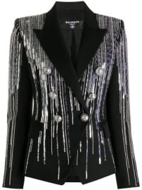 Shop Balmain embellished double-breasted blazer with Express Delivery - at Farfetch