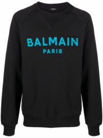 Shop Balmain flocked logo cotton sweatshirt with Express Delivery - at Farfetch