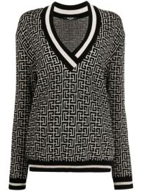 Shop Balmain monogram jacquard jumper with Express Delivery - at Farfetch