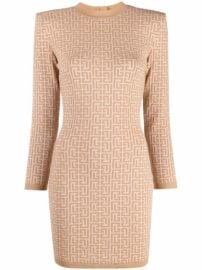 Shop Balmain monogram-knit longsleeved dress with Express Delivery - at Farfetch