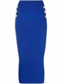 Shop Balmain ribbed-knit pencil skirt with Express Delivery - at Farfetch