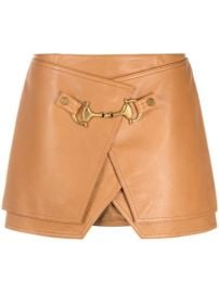 Shop Balmain short layered leather wrap skirt with Express Delivery - at Farfetch