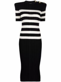 Shop Balmain striped midi knit dress with Express Delivery - at Farfetch