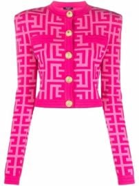 Shop Balmain x Barbie monogram-print cardigan with Express Delivery - at Farfetch