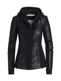 Shop Blanc Noir Asym Hooded Moto Jacket at Saks Fifth Avenue