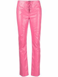 Shop Blumarine faux-leather slim-fit trousers with Express Delivery - at Farfetch