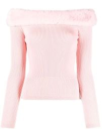 Shop Blumarine fur collar off shoulder jumper with Express Delivery - at Farfetch