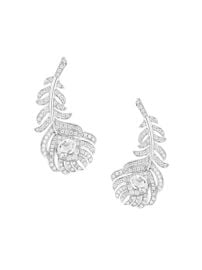 Shop Boucheron Plume de Paon 18K White Gold amp Diamond Peacock Feather Clip-On Earrings at Saks Fifth Avenue