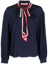 Shop Boutique Moschino pussybow-collar longsleeved top with Express Delivery - at Farfetch