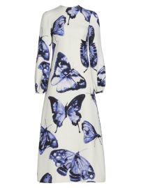 Shop Brandon Maxwell Butterfly Print Wool Maxi-Dress at Saks Fifth Avenue