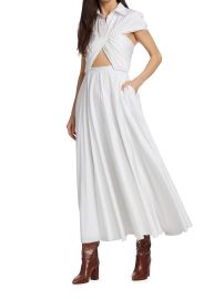 Shop Brandon Maxwell Pleated Crisscross-Bodice Midi-Dress at Saks Fifth Avenue