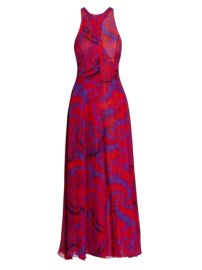 Shop Brandon Maxwell Printed Chiffon Racerback Midi-Dress at Saks Fifth Avenue