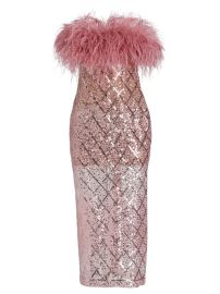 Shop Bronx and Banco Coco x Afiya Feathered Sequin Midi-Dress at Saks Fifth Avenue