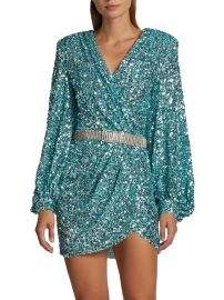 Shop Bronx and Banco Elizabeth Sequin Wrap-Effect Minidress at Saks Fifth Avenue