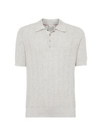 Shop Brunello Cucinelli Cotton Textured Rib Knit Polo Shirt at Saks Fifth Avenue