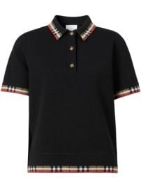 Shop Burberry Check trim short-sleeve polo shirt with Express Delivery - at Farfetch