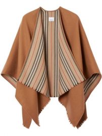 Shop Burberry Icon stripe detail wool cape with Express Delivery - at Farfetch