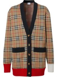 Shop Burberry check wool blend cardigan with Express Delivery - at Farfetch