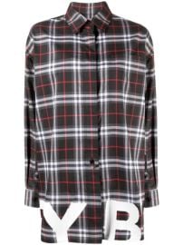 Shop Burberry logo-print checked shirt with Express Delivery - at Farfetch