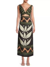 Shop Cala de la Cruz Sonne Simone Printed Linen Midi-Dress at Saks Fifth Avenue