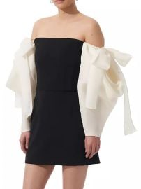 Shop Carolina Herrera Bow Detail Off-The-Shoulder Minidress at Saks Fifth Avenue