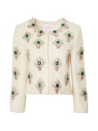 Shop Carolina Herrera Embellished Collarless Jacket at Saks Fifth Avenue