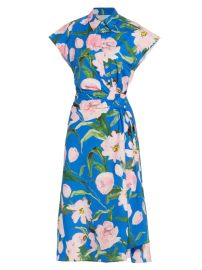 Shop Carolina Herrera Floral Cap-Sleeve Midi-Dress at Saks Fifth Avenue