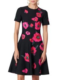 Shop Carolina Herrera Floral Knit Fit-amp-Flare Dress at Saks Fifth Avenue