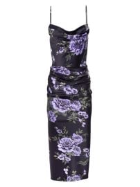 Shop Carolina Herrera Floral Satin Cowl-Neck Midi-Dress at Saks Fifth Avenue