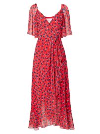 Shop Carolina Herrera Heart-Print Chiffon Wrap Midi-Dress at Saks Fifth Avenue