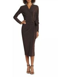 Shop Chiara Boni La Petite Robe Antan Starry Metallic Jersey Faux-Wrap Midi-Dress at Saks Fifth Avenue