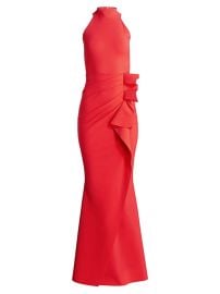 Shop Chiara Boni La Petite Robe Gudrum Halter Ruffle Gown at Saks Fifth Avenue