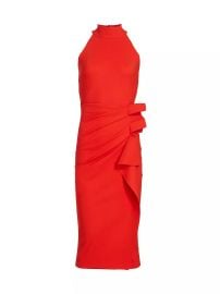 Shop Chiara Boni La Petite Robe Halter Ruffle Midi Dress at Saks Fifth Avenue