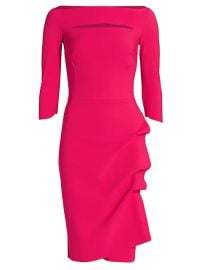 Shop Chiara Boni La Petite Robe Kate Ruffled Three-Quarter Sleeve Bodycon Dress at Saks Fifth Avenue