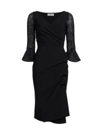 Shop Chiara Boni La Petite Robe Triana Lace-Sleeve Midi-Dress at Saks Fifth Avenue