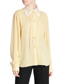 Shop Chlo Lace Overlay Collar Button-Down Shirt at Saks Fifth Avenue