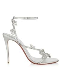 Shop Christian Louboutin Joli Queen 100 Crystal-Embellished Ankle-Strap Sandals at Saks Fifth Avenue