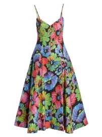 Shop Christopher John Rogers Painterly Floral Midi-Dress at Saks Fifth Avenue