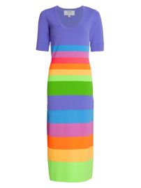 Shop Christopher John Rogers Striped Colorblock Midi-Dress at Saks Fifth Avenue
